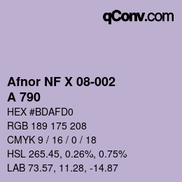 Farbcode: Afnor NF X 08-002 - A 790 | qconv.com