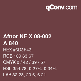 カラーコード: Afnor NF X 08-002 - A 840 | qconv.com