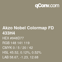 Código de color: Akzo Nobel Colormap FD - 433H4 | qconv.com