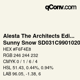 Farbcode: Alesta The Architects Edition - Sunny Snow SD031C9901020 | qconv.com