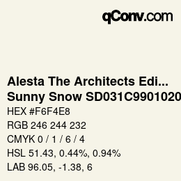 Farbcode: Alesta The Architects Edition - Sunny Snow SD031C9901020 | qconv.com