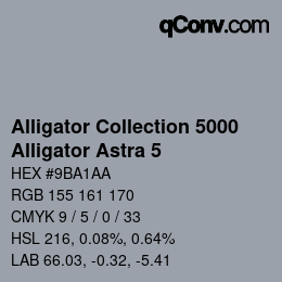Color code: Alligator Collection 5000 - Alligator Astra 5 | qconv.com
