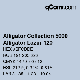 カラーコード: Alligator Collection 5000 - Alligator Lazur 120 | qconv.com