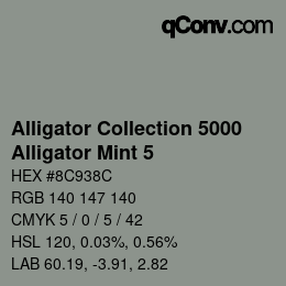 カラーコード: Alligator Collection 5000 - Alligator Mint 5 | qconv.com