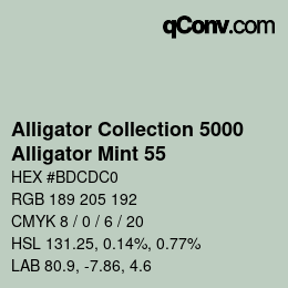 Código de color: Alligator Collection 5000 - Alligator Mint 55 | qconv.com