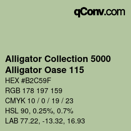 Código de color: Alligator Collection 5000 - Alligator Oase 115 | qconv.com