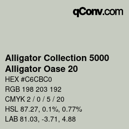 Color code: Alligator Collection 5000 - Alligator Oase 20 | qconv.com