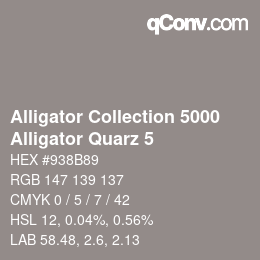 Farbcode: Alligator Collection 5000 - Alligator Quarz 5 | qconv.com