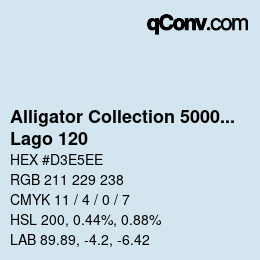 Color code: Alligator Collection 5000plus - Lago 120 | qconv.com