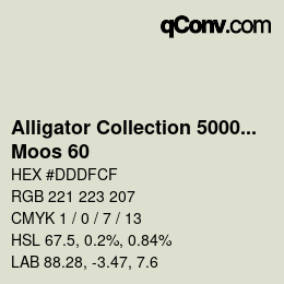 Color code: Alligator Collection 5000plus - Moos 60 | qconv.com