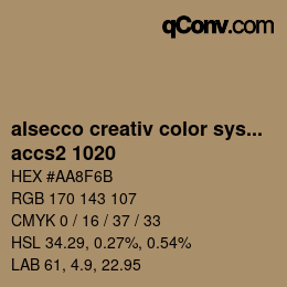 Código de color: alsecco creativ color system 2.0 (accs 2.0) - accs2 1020 | qconv.com