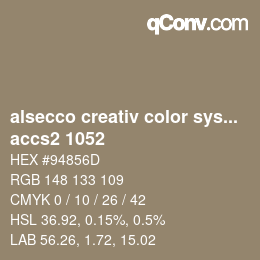 Código de color: alsecco creativ color system 2.0 (accs 2.0) - accs2 1052 | qconv.com