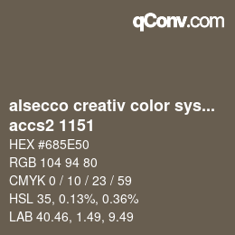 Código de color: alsecco creativ color system 2.0 (accs 2.0) - accs2 1151 | qconv.com