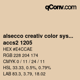 Código de color: alsecco creativ color system 2.0 (accs 2.0) - accs2 1205 | qconv.com