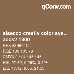 Código de color: alsecco creativ color system 2.0 (accs 2.0) - accs2 1300 | qconv.com