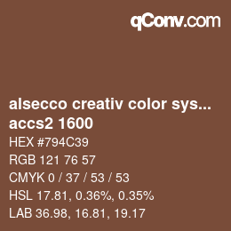 Código de color: alsecco creativ color system 2.0 (accs 2.0) - accs2 1600 | qconv.com