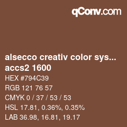 カラーコード: alsecco creativ color system 2.0 (accs 2.0) - accs2 1600 | qconv.com