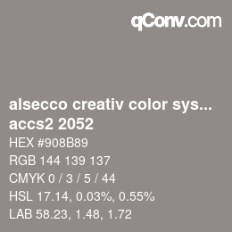 Código de color: alsecco creativ color system 2.0 (accs 2.0) - accs2 2052 | qconv.com