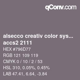 カラーコード: alsecco creativ color system 2.0 (accs 2.0) - accs2 2111 | qconv.com