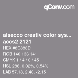 Código de color: alsecco creativ color system 2.0 (accs 2.0) - accs2 2121 | qconv.com