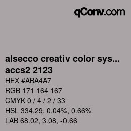 Código de color: alsecco creativ color system 2.0 (accs 2.0) - accs2 2123 | qconv.com