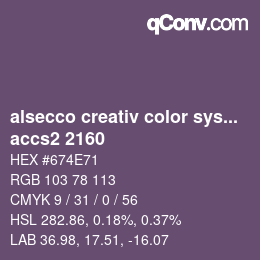 カラーコード: alsecco creativ color system 2.0 (accs 2.0) - accs2 2160 | qconv.com