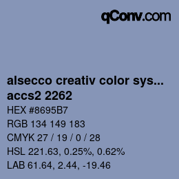 Código de color: alsecco creativ color system 2.0 (accs 2.0) - accs2 2262 | qconv.com