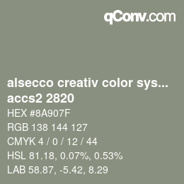 Código de color: alsecco creativ color system 2.0 (accs 2.0) - accs2 2820 | qconv.com
