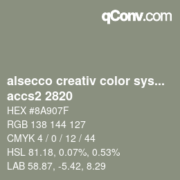 カラーコード: alsecco creativ color system 2.0 (accs 2.0) - accs2 2820 | qconv.com