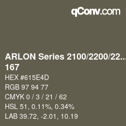 カラーコード: ARLON Series 2100/2200/2270 - 167 | qconv.com