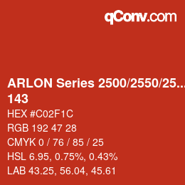 Farbcode: ARLON Series 2500/2550/2570 - 143 | qconv.com