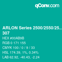 Farbcode: ARLON Series 2500/2550/2570 - 307 | qconv.com