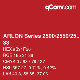 Farbcode: ARLON Series 2500/2550/2570 - 33 | qconv.com