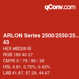 Farbcode: ARLON Series 2500/2550/2570 - 43 | qconv.com