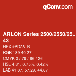 Farbcode: ARLON Series 2500/2550/2570 - 43 | qconv.com