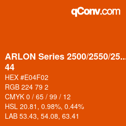 Farbcode: ARLON Series 2500/2550/2570 - 44 | qconv.com