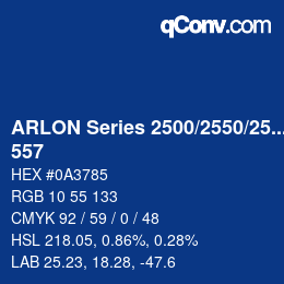 カラーコード: ARLON Series 2500/2550/2570 - 557 | qconv.com