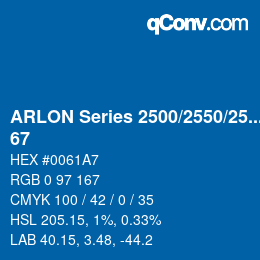Farbcode: ARLON Series 2500/2550/2570 - 67 | qconv.com