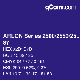 Farbcode: ARLON Series 2500/2550/2570 - 87 | qconv.com