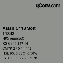 颜色代码: Aslan C118 Soft - 11843 | qconv.com