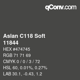 Code couleur: Aslan C118 Soft - 11844 | qconv.com