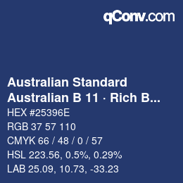 Code couleur: Australian Standard - Australian B 11 · Rich Blue | qconv.com