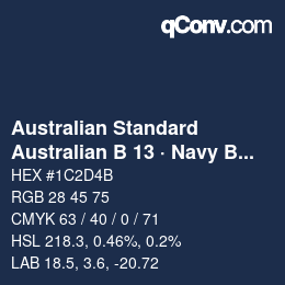 Código de color: Australian Standard - Australian B 13 · Navy Blue | qconv.com