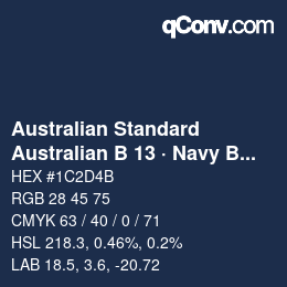 Código de color: Australian Standard - Australian B 13 · Navy Blue | qconv.com