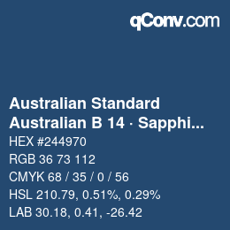 Code couleur: Australian Standard - Australian B 14 · Sapphire | qconv.com