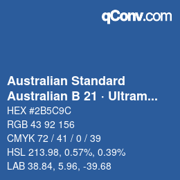 カラーコード: Australian Standard - Australian B 21 · Ultramarine | qconv.com