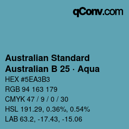 Farbcode: Australian Standard - Australian B 25 · Aqua | qconv.com