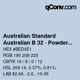 Código de color: Australian Standard - Australian B 32 · Powder Blue | qconv.com