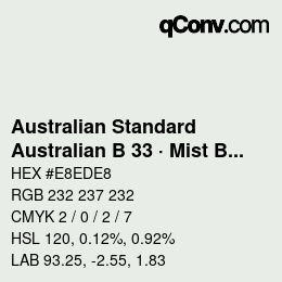 颜色代码: Australian Standard - Australian B 33 · Mist Blue | qconv.com