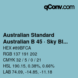 Farbcode: Australian Standard - Australian B 45 · Sky Blue | qconv.com